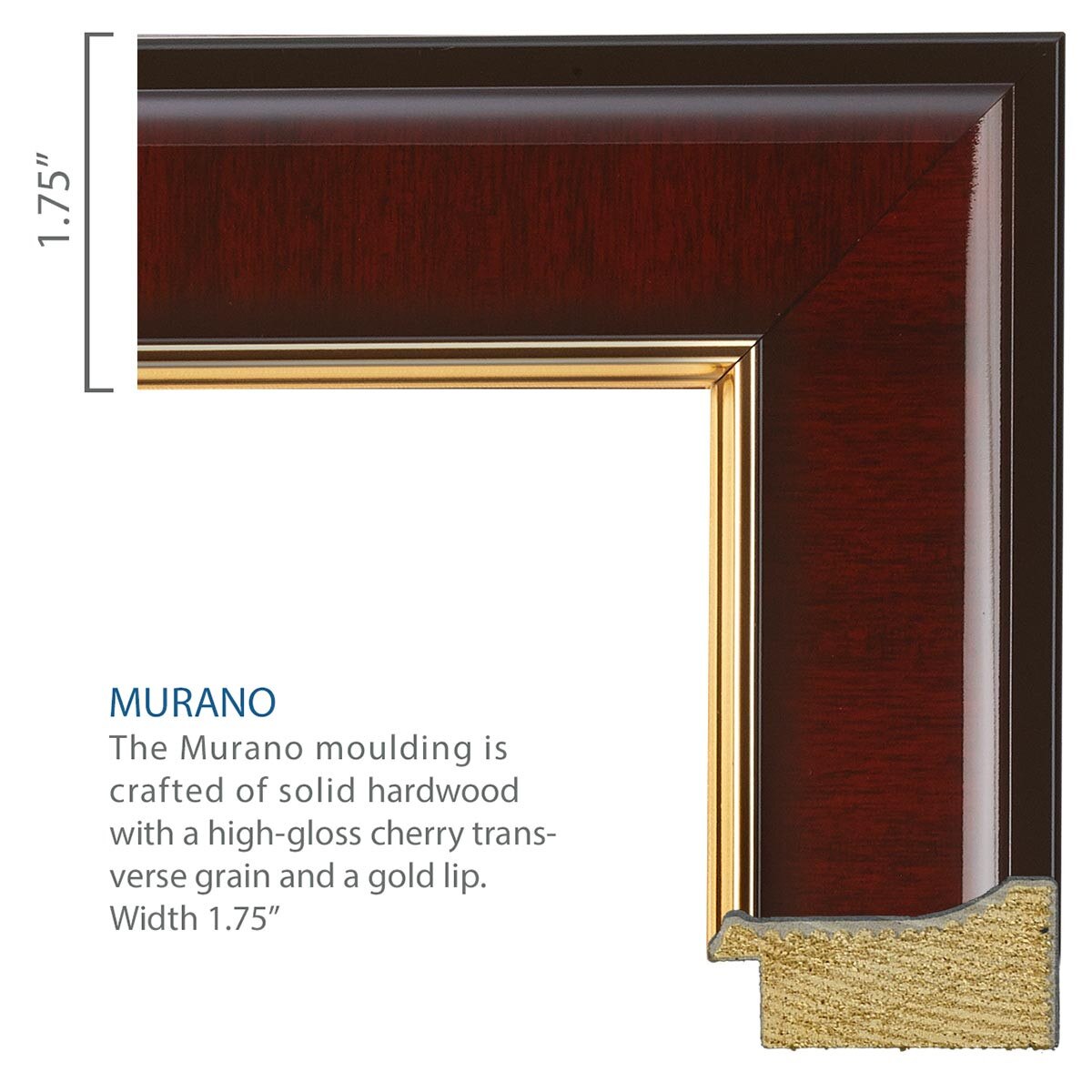 close up of Murano frame moulding